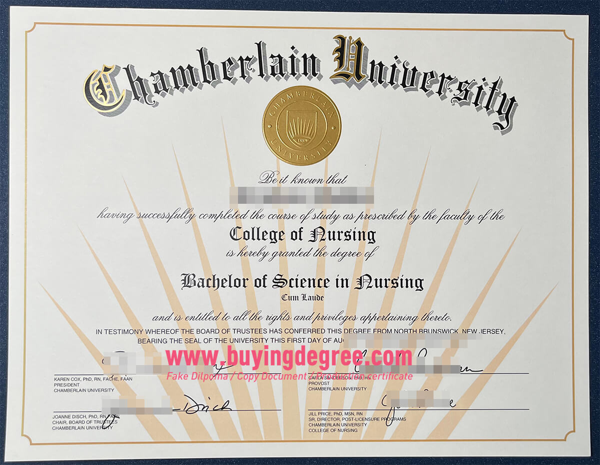 fake Chamberlain University bachelor's degree