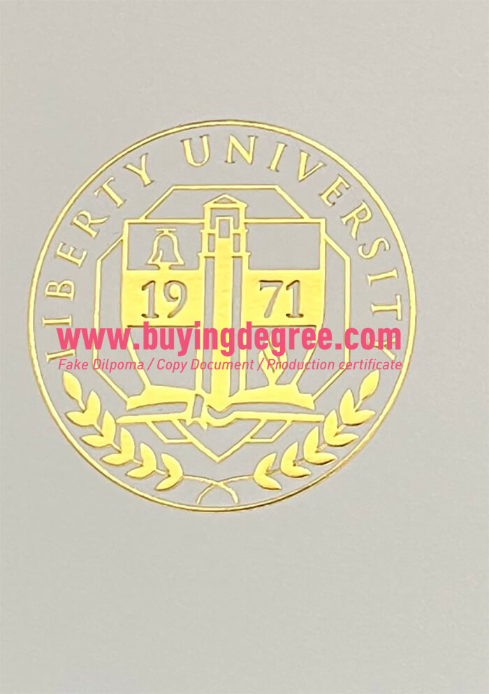 Liberty University  diploma with gold stamp