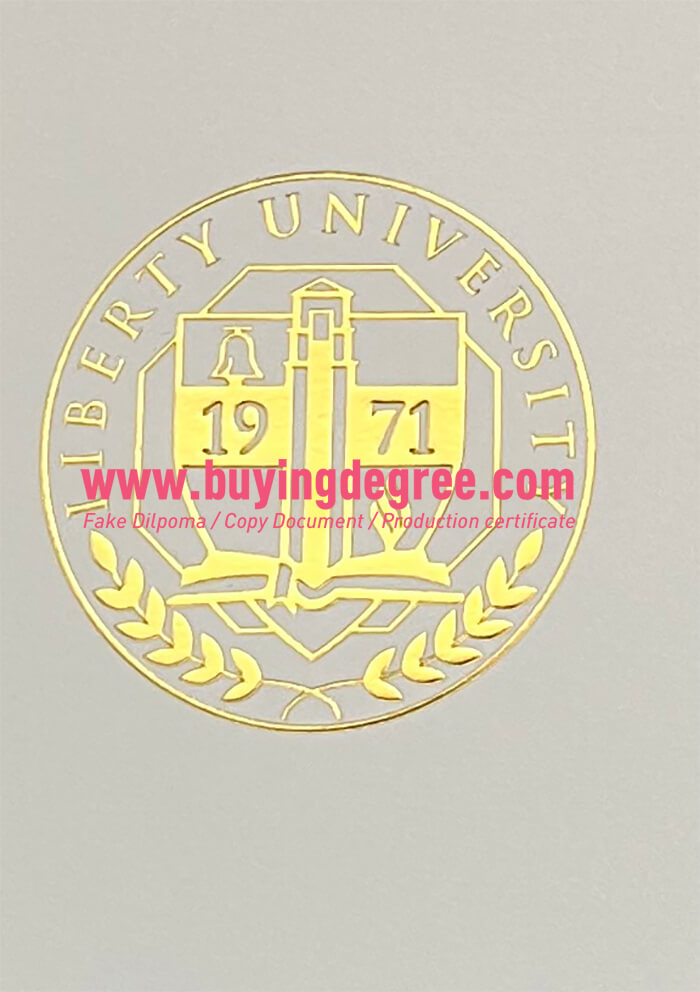 Liberty University diploma with gold stamp