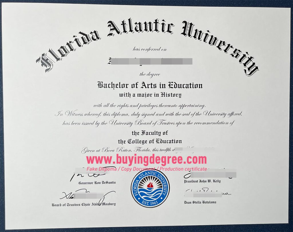 Fake Florida Atlantic University degree 