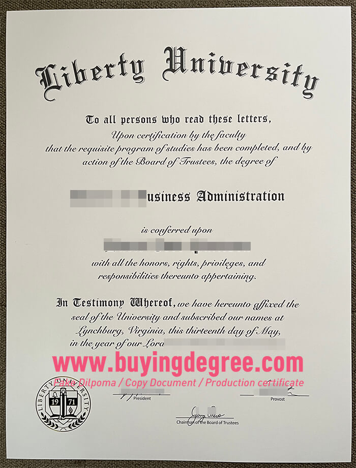 Fake Liberty University diploma and transcript