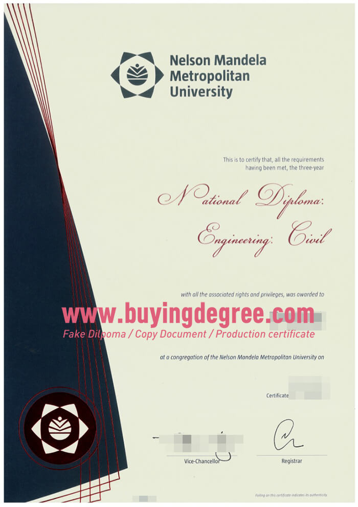 Fake Nelson Mandela University degree diploma