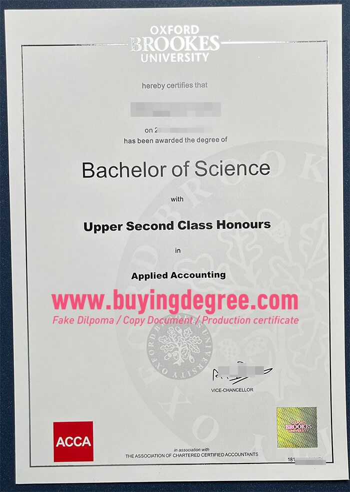 real Oxford Brookes University diploma