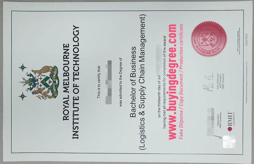 Fake RMIT University degree certificate