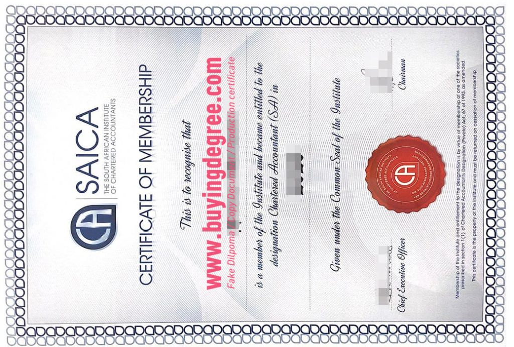 SAICA diploma certificate