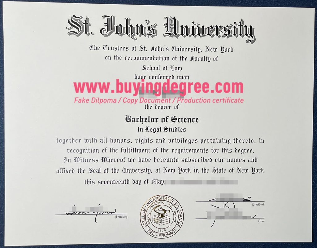 fake St. John's University bachelor's degree for free