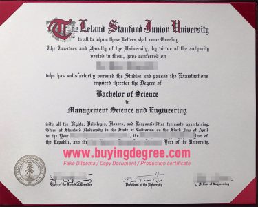Fake Stanford University bachelor's degree certificate