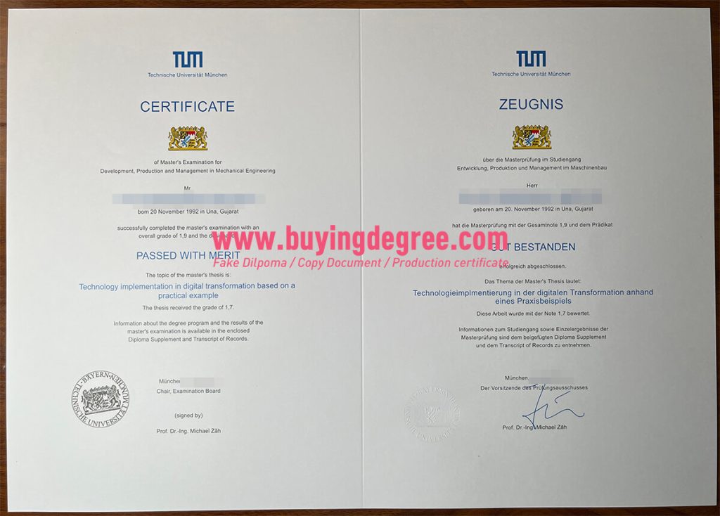 Fake Technical University of Munich degree