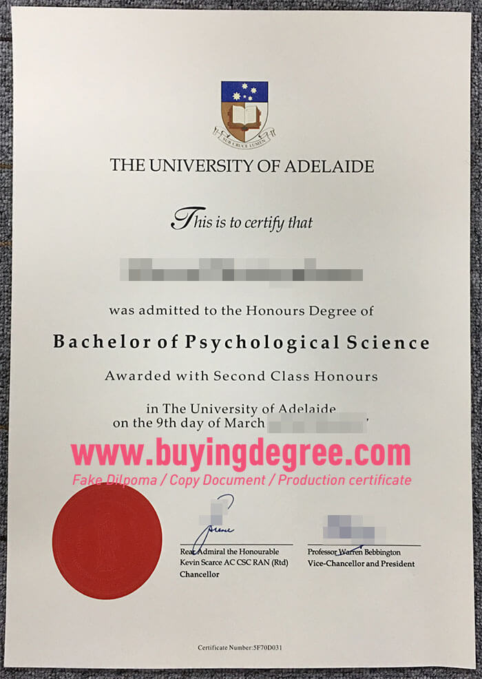 University of Adelaide degree and transcript