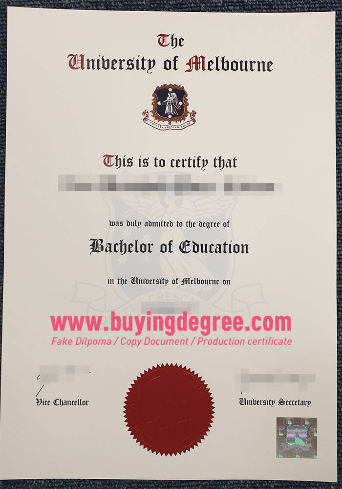 University of Melbourne degree certificate