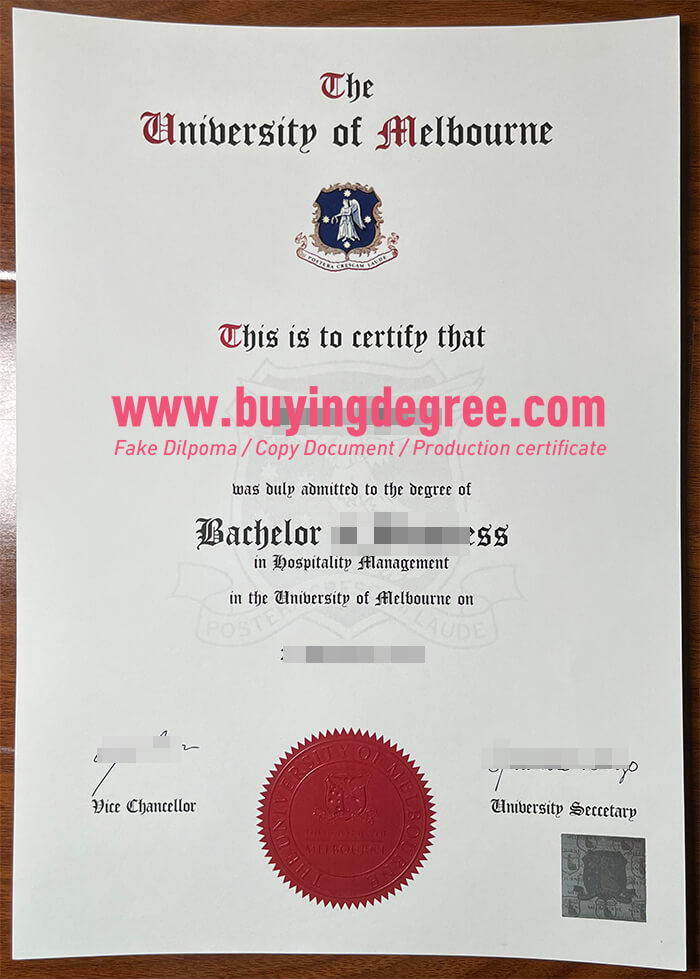 fake University of Melbourne certificate