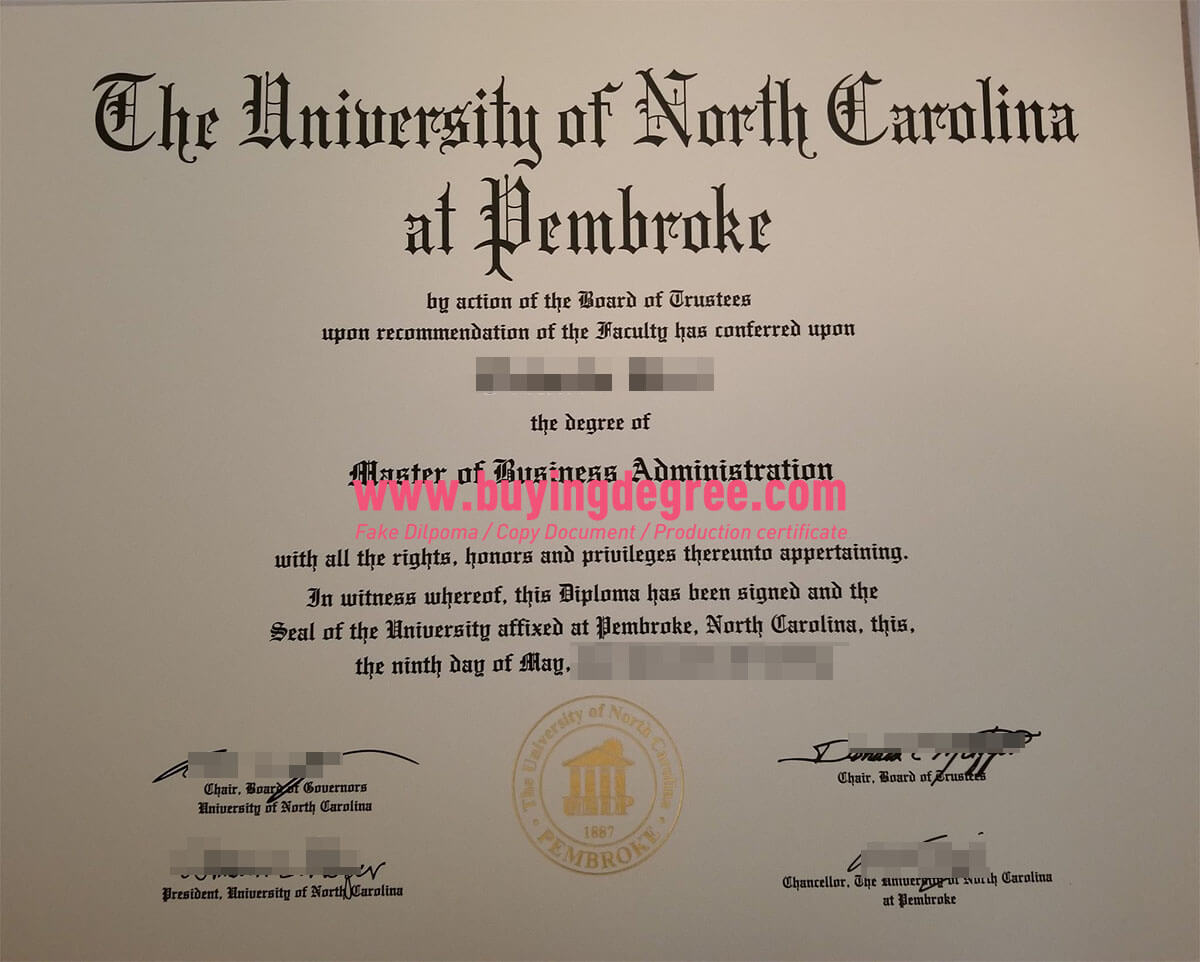 Fake UNCP master's degree in USA