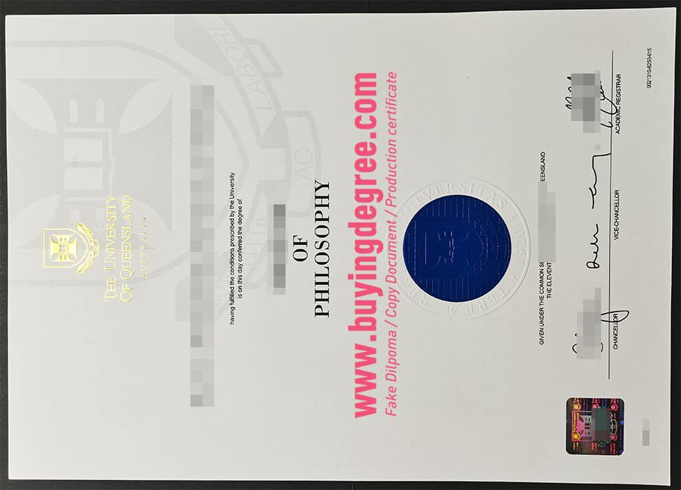 Fake University of Queensland degree certificate