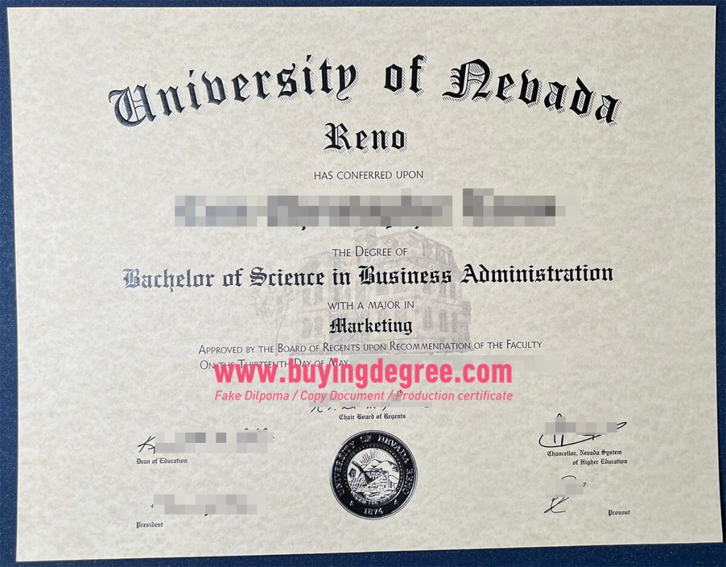 University of Nevada Reno Diploma for Sale