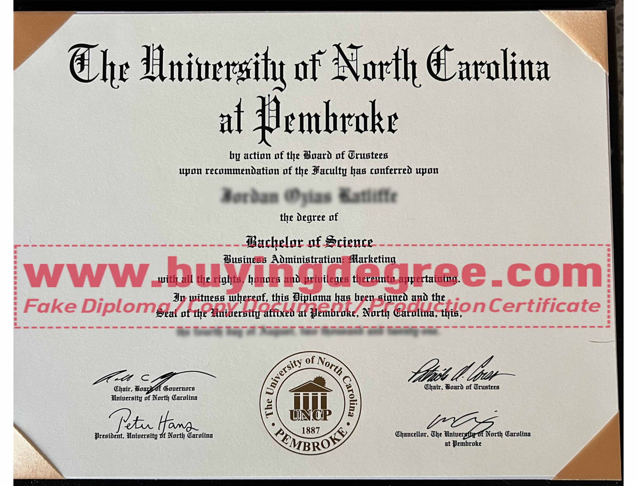 Customize a fake university of north carolina at pembroke diploma