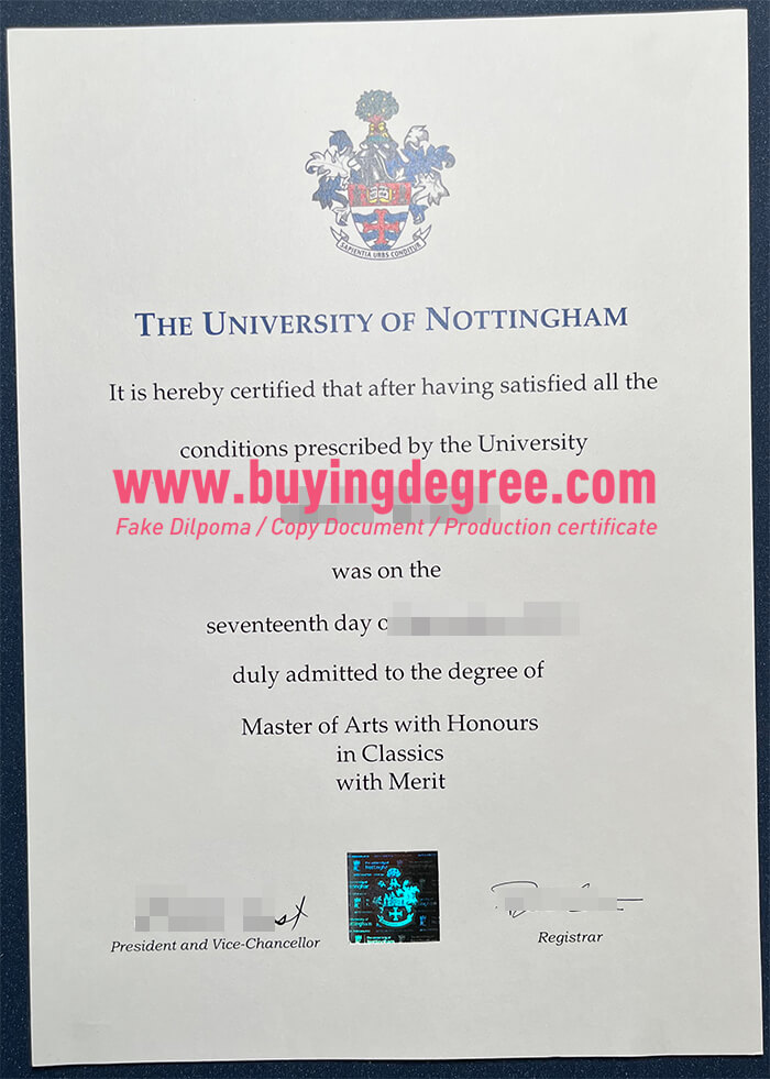 fake University of Nottingham degree online