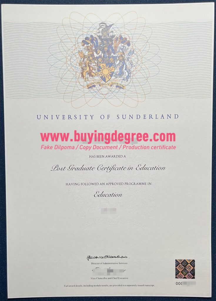 University of Sunderland degree and transcript