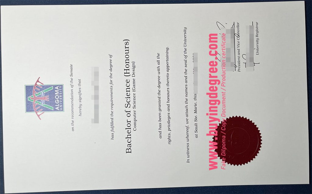 Algoma University diploma certificate