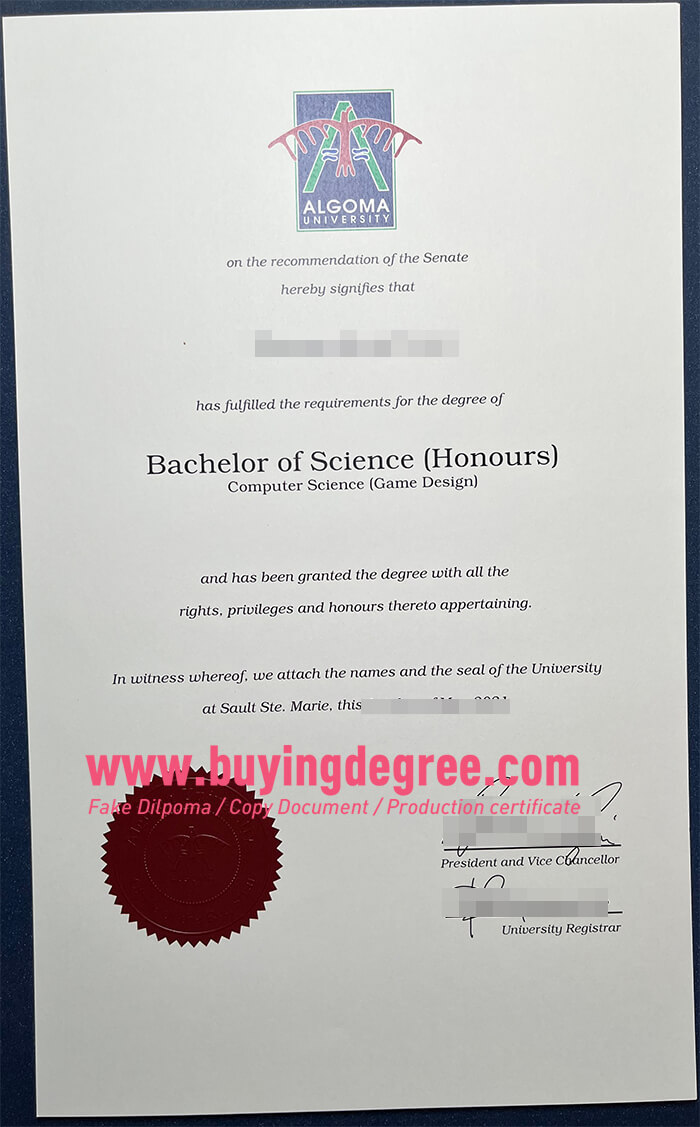 Algoma University diploma certificate