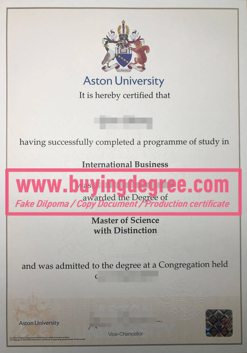  Aston University degree certificate