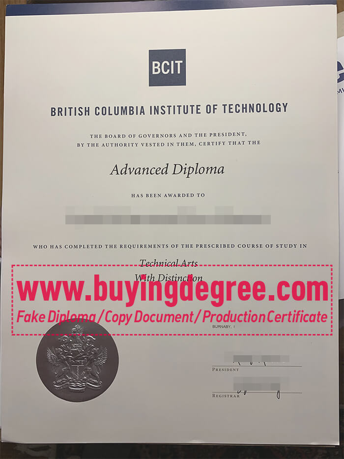 BCIT diploma and transcript, diploma in Canada