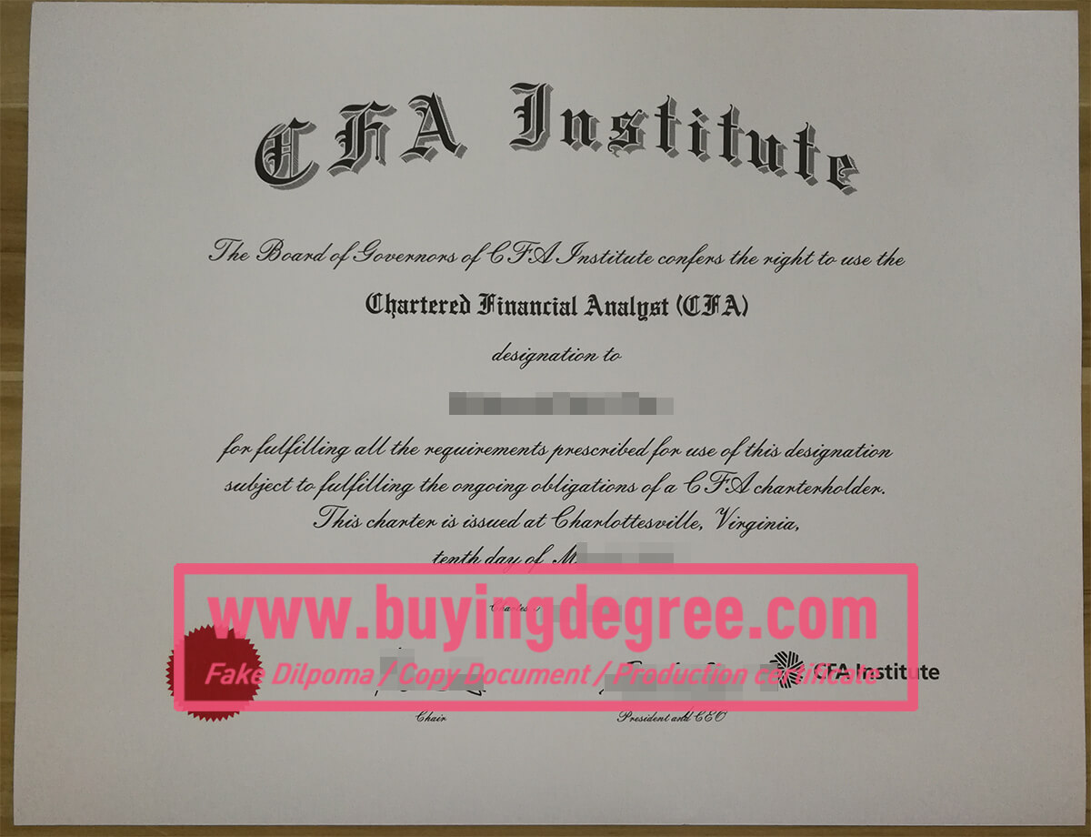 Questions about buying a fake CFA certificate with verification