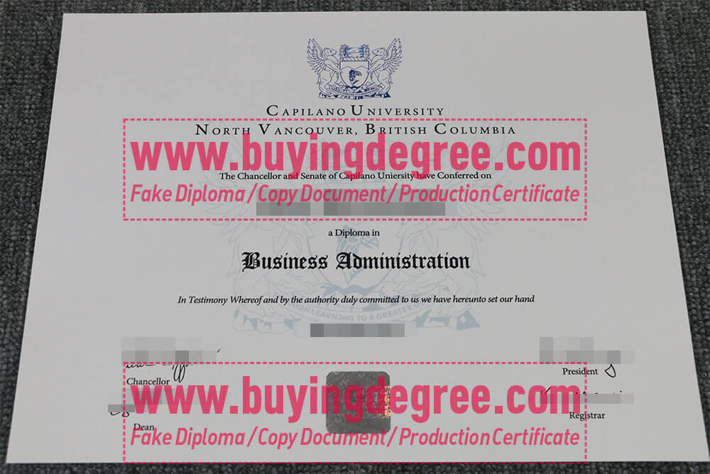 Capilano University diploma certificate