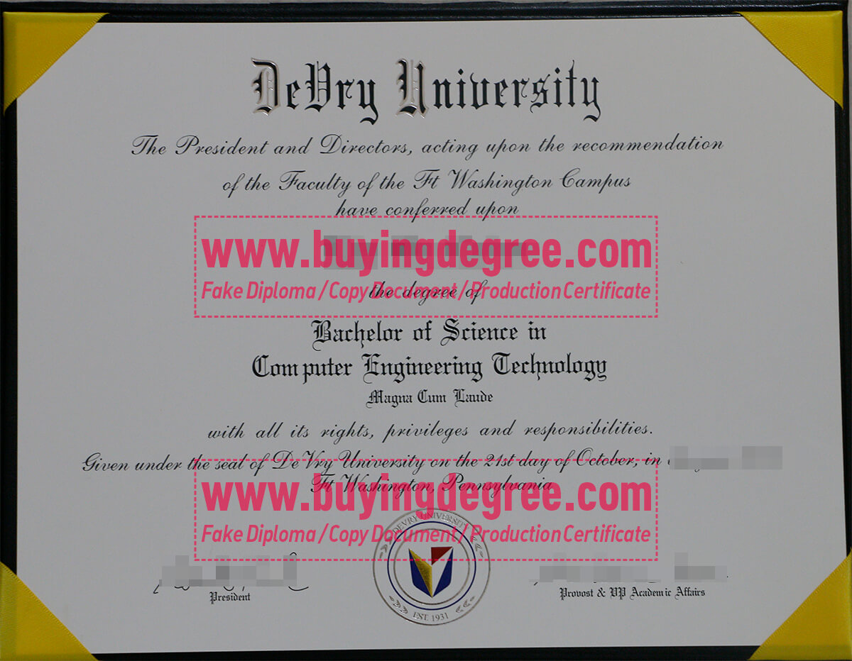 DeVry University degree and transcript