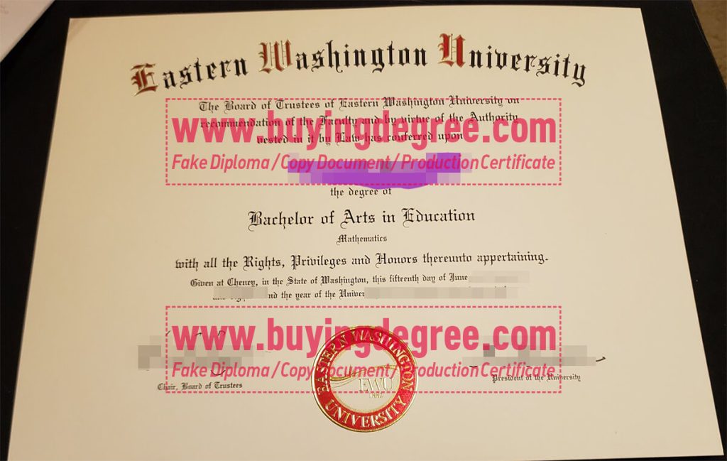 Eastern Washington University degree certificate