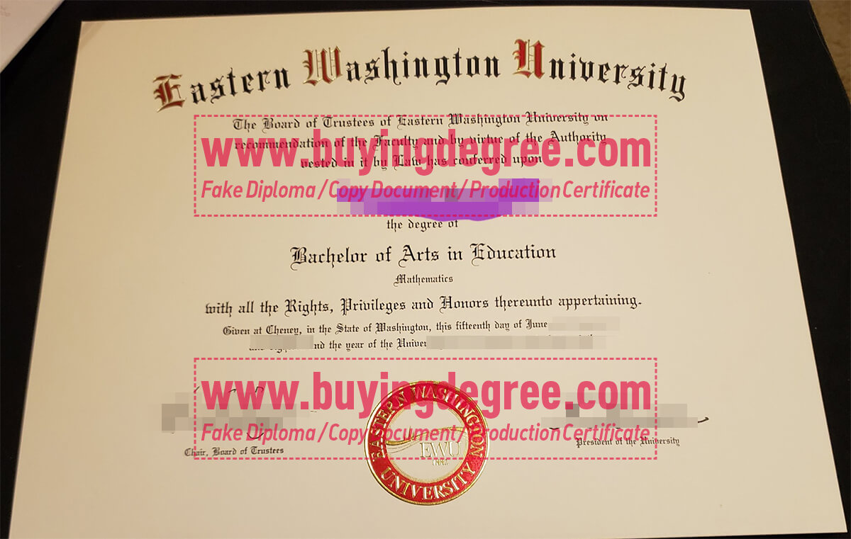 Eastern Washington University degree certificate