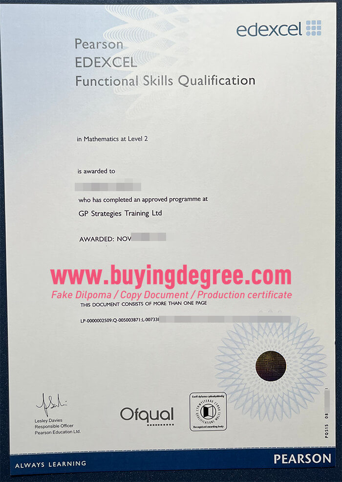 Pearson Edexcel certificate