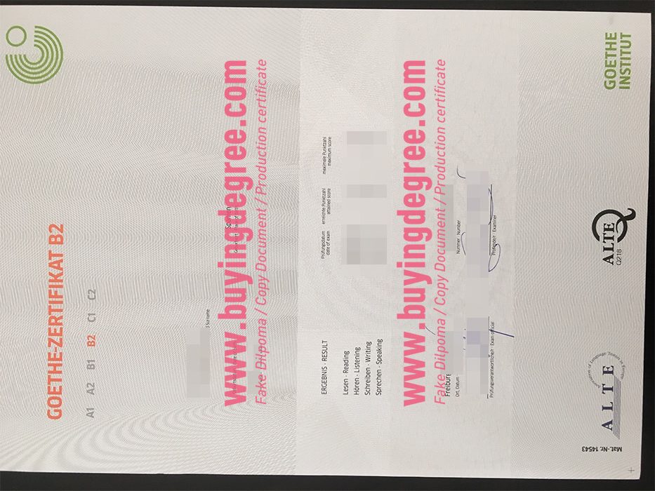 fake Goethe-Zertifikat B2 certificate