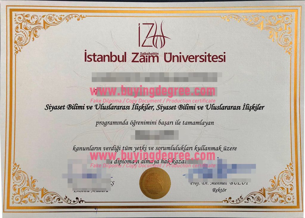 real fake Istanbul Zaim University diploma