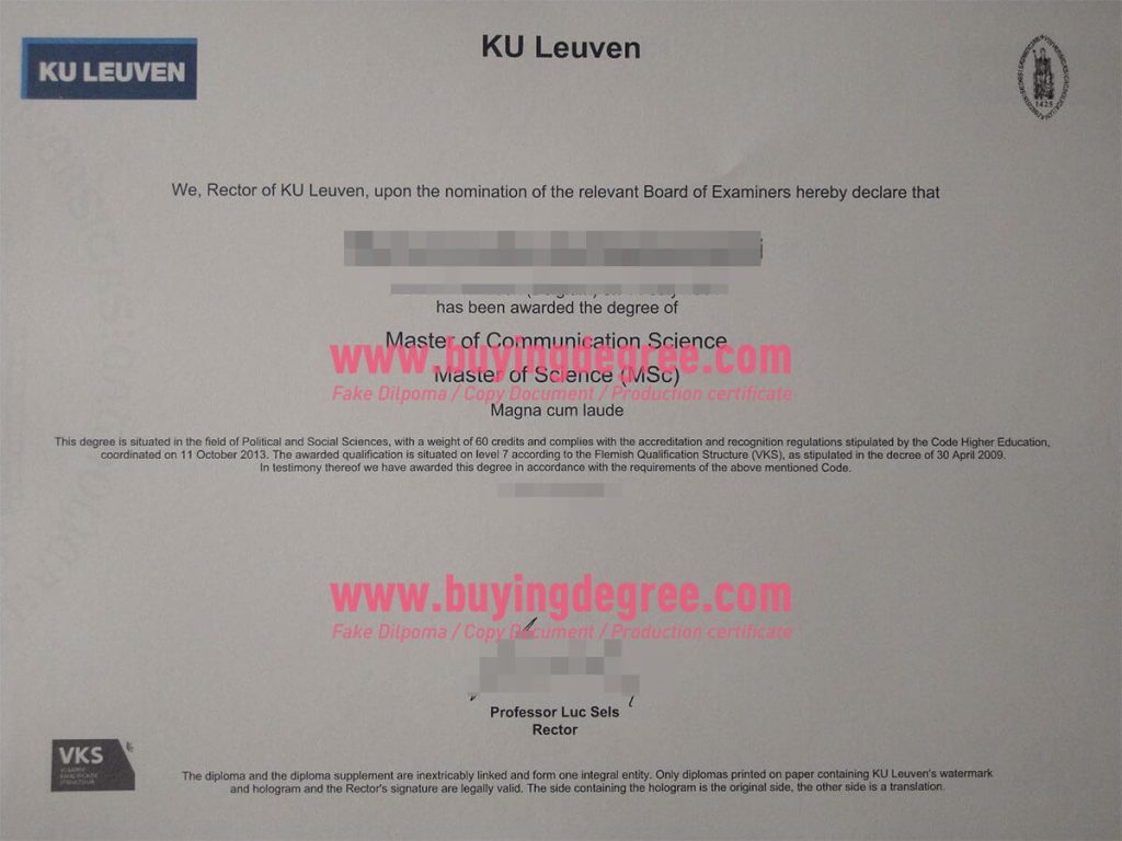 fake Katholieke Universiteit Leuven diploma