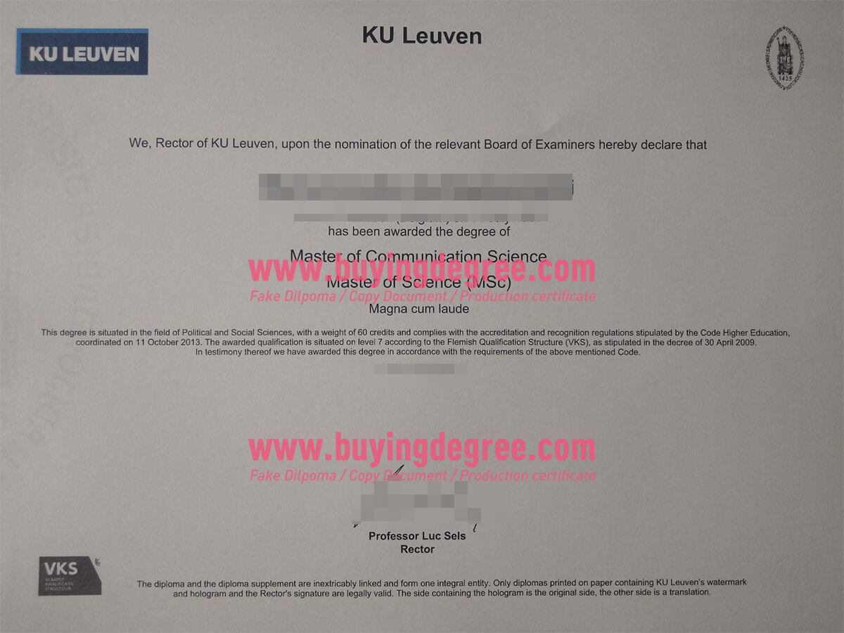 Katholieke Universiteit Leuven diploma