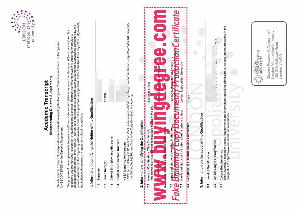 London Metropolitan University degree