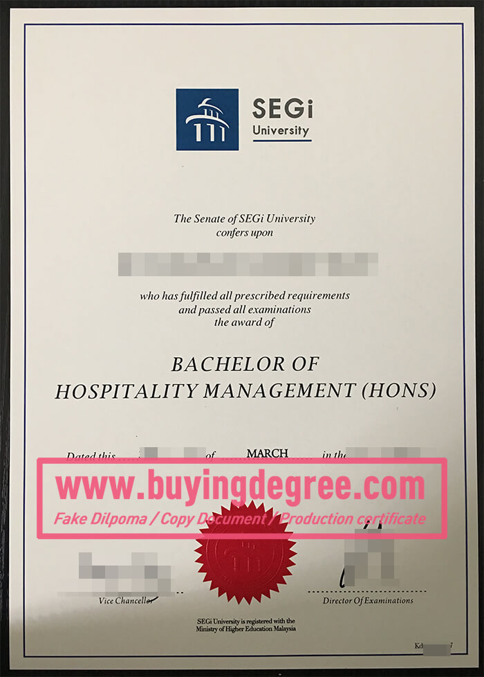 Reasonable purchase of SEGi University diploma certificate