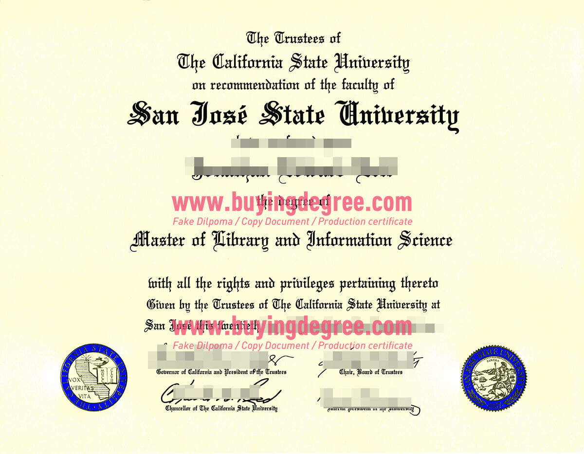 SJSU diploma certificate