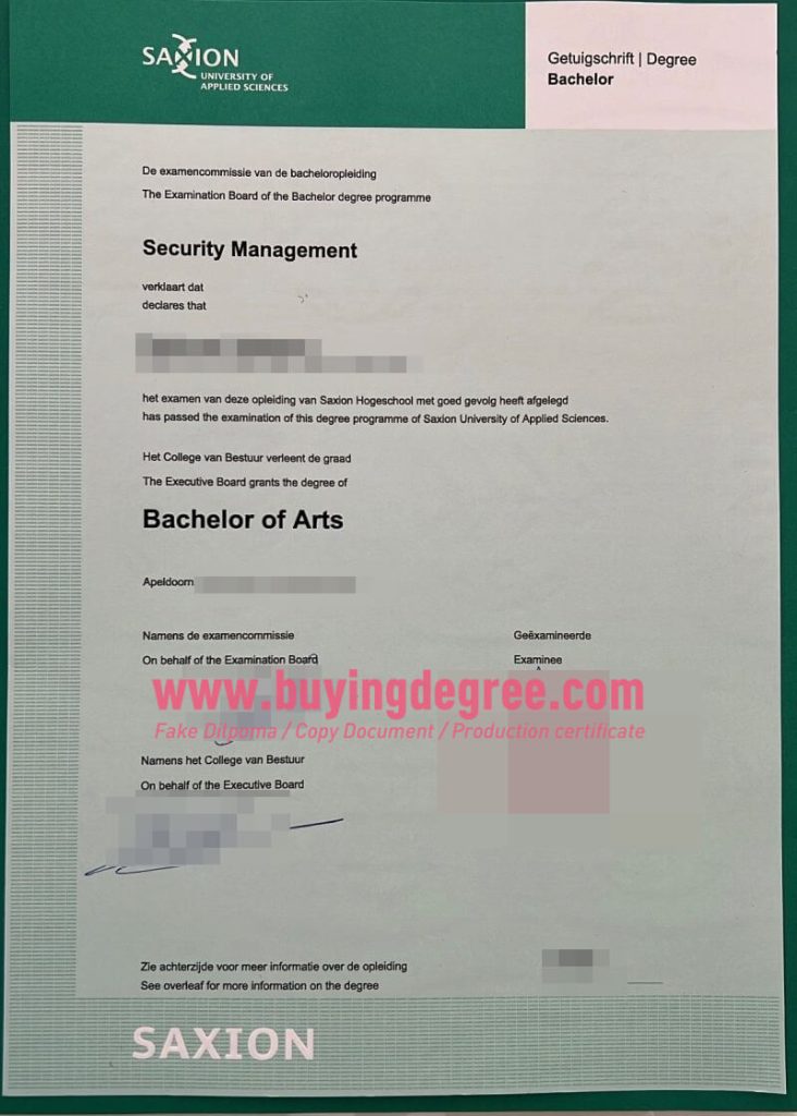 Buy a fake Hogeschool Saxion diploma