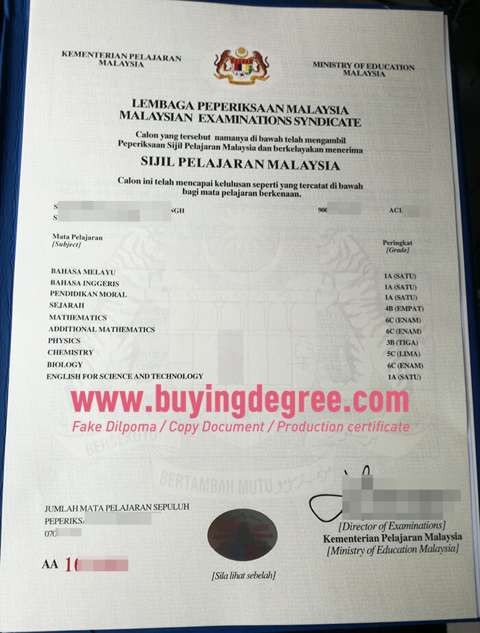 Sijil Pelajaran Malaysia (SPM) certificate. 