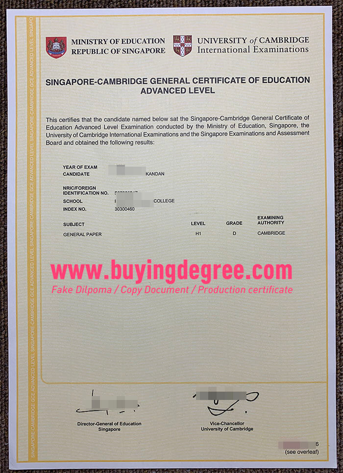 Singapore-Cambridge GCE certificate