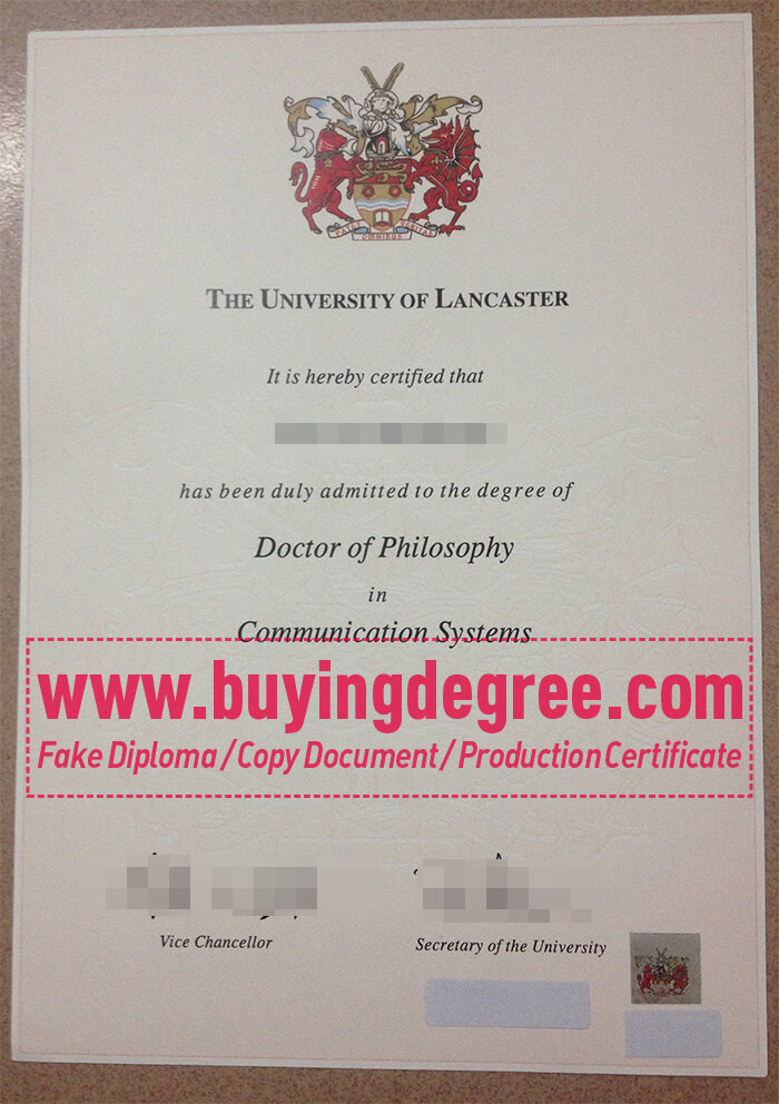 Lancaster University degree certificate