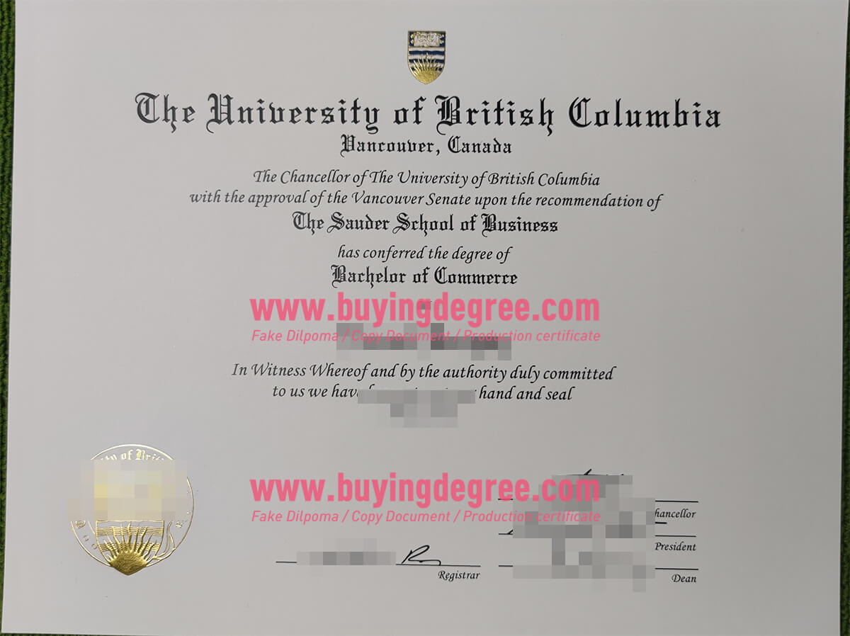 University of British Columbia diploma