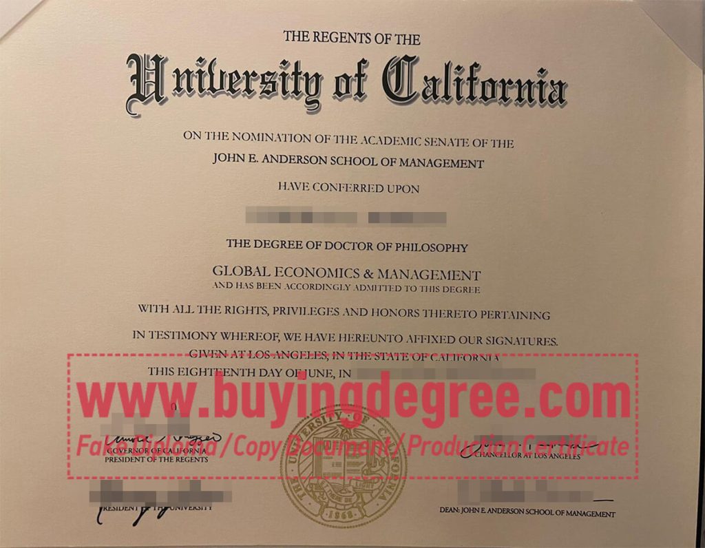 University of California diploma certificate