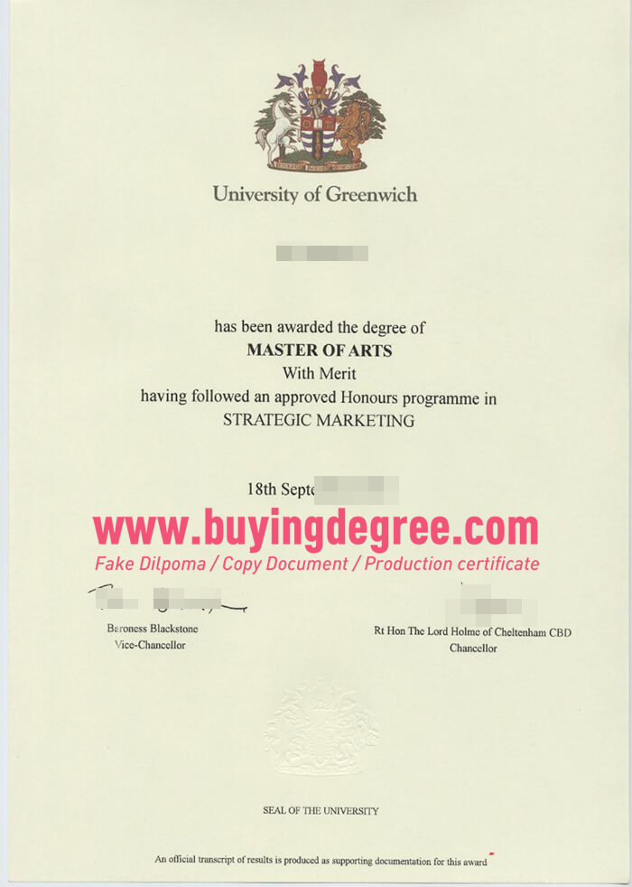 University of Greenwich degree and transcript