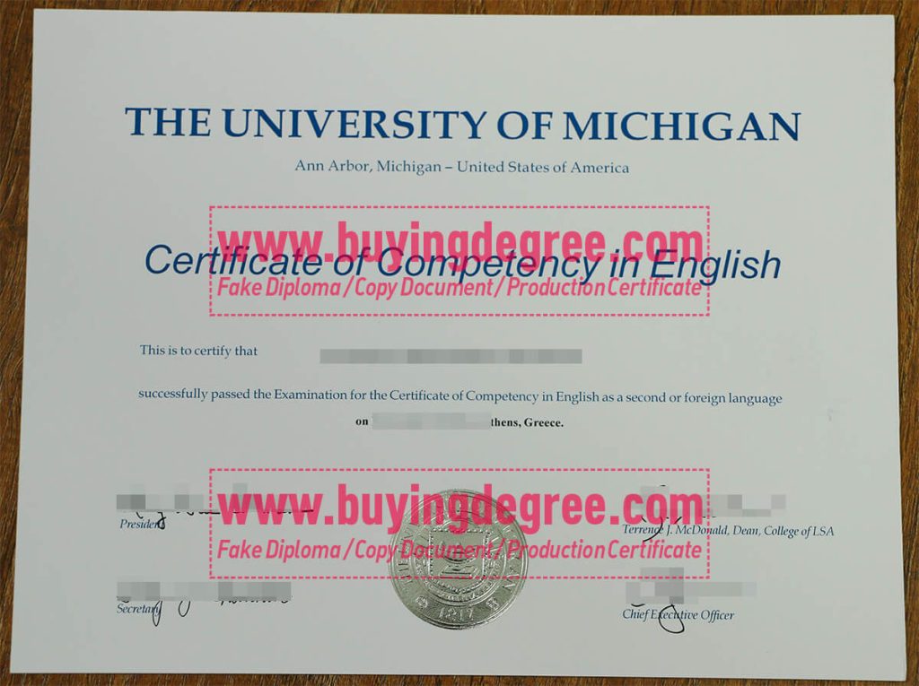 University of Michigan certificate transcripts