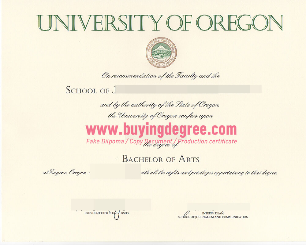 fake University of Oregon diploma