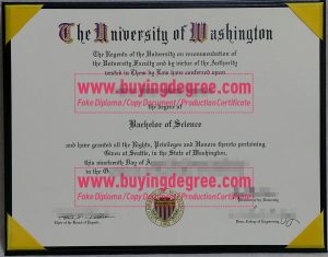 University of Washington degree certificate