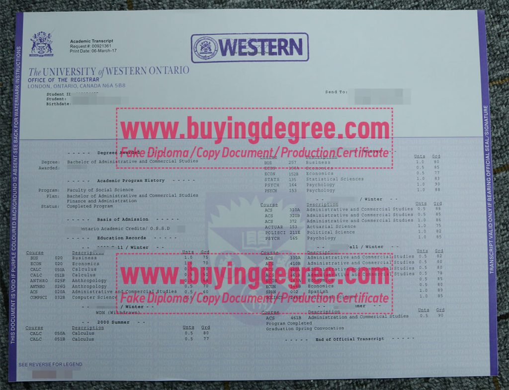 University of Western Ontario degree