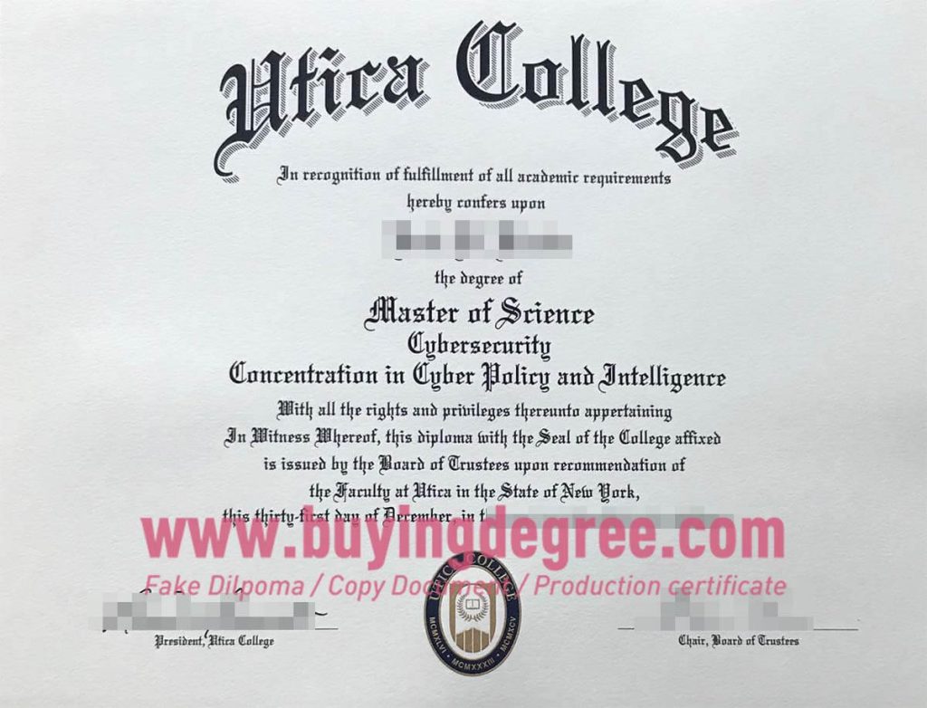 Utica college diploma certificate